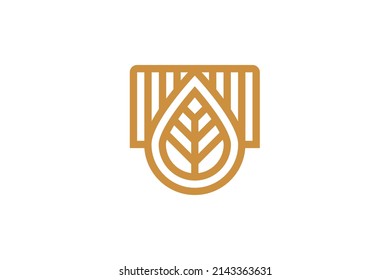 Location and Water Droplets Symbol Monoline Logo