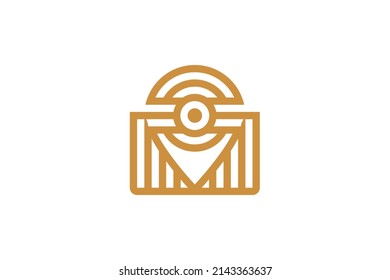 Location and Water Droplets Symbol Monoline Logo