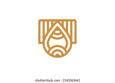 Location and Water Droplets Symbol Monoline Logo