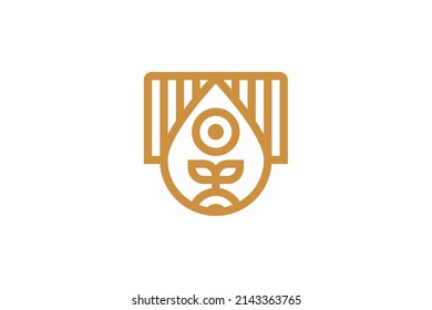 Location and Water Droplets Symbol Monoline Logo