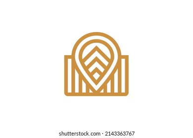 Location and Water Droplets Symbol Monoline Logo