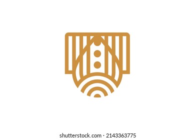 Location and Water Droplets Symbol Monoline Logo