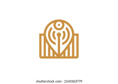 Location and Water Droplets Symbol Monoline Logo