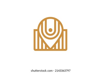 Location and Water Droplets Symbol Monoline Logo