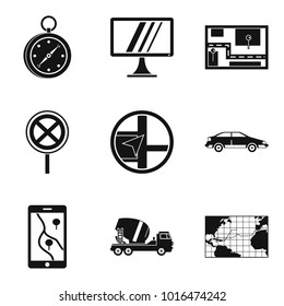 Location way icons set. Simple set of 9 location way vector icons for web isolated on white background