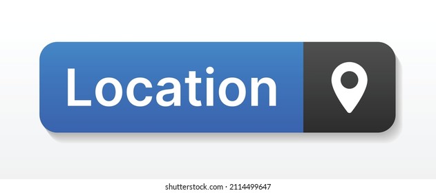 Location web button. Map pin symbol on push button vector illustration. Find location.