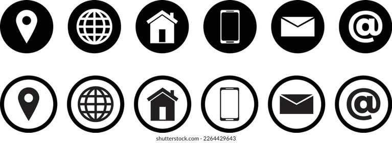 Location, Web, Home, Smart Phone, Message or Envelope Icon Set