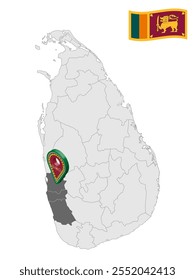 Location  Western  Province on map Sri Lanka. 3d location sign similar to the flag of Western Province. Quality map with  Provinces of the Sri Lanka for your design. EPS10