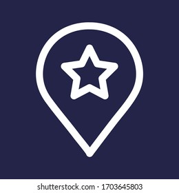 Location white colored vector line icon with dark background