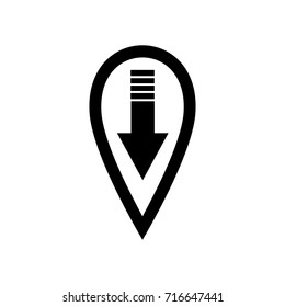  Location  white icon with arrow .Flat design style.Flat design style.