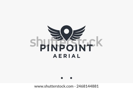 location with wings logo design vector silhouette illustration