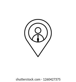 Location, worker, pin icon on white background. Can be used for web, logo, mobile app, UI, UX on white background