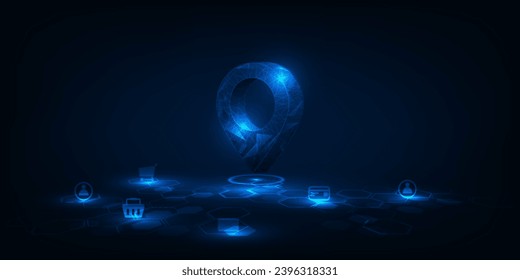 Location world wire in digital hi tech theme blue e commerce technology background banner and wallpapers.Vector illustrations.