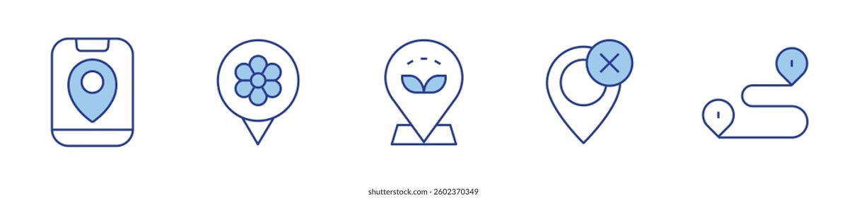 location, wrong, route, location pin. Location Icon vector illustration. Line Duotone style. Editable stroke.