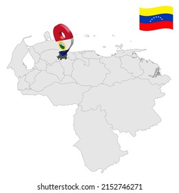 Location Yaracuy State  on map Venezuela. 3d location sign similar to the flag of  Yaracuy. Quality map  with  Regions of the Venezuela for your design. EPS10