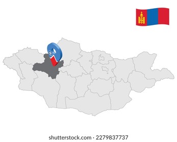 Location of Zavkhan Province on map Mongolia. 3d Zavkhan Province location sign. Quality map with  Provinces of Mongolia for your web site design, logo, app, UI. Stock vector. EPS10.