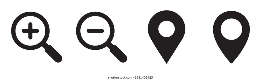 ubicación, Ilustración vectorial de iconos de zoom