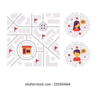 Location-based Marketing. Abstract Concept Of Finding Local Businesses And Services