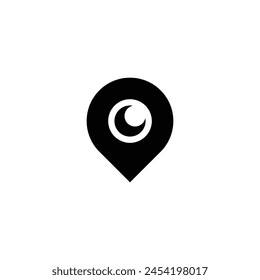 location,crescent moon simple vector logo symbol