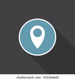 locationicon vector, map pointer solid illustration, pictogram isolated on black, flat sign with long shadow