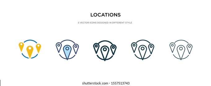 locations icon in different style vector illustration. two colored and black locations vector icons designed in filled, outline, line and stroke style can be used for web, mobile, ui