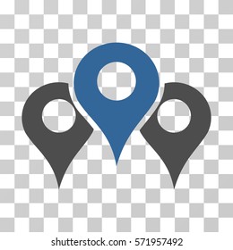 Locations icon. Vector illustration style is flat iconic bicolor symbol, cobalt and gray colors, transparent background. Designed for web and software interfaces.