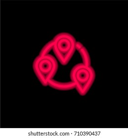 Locations red glowing neon ui ux icon. Glowing sign logo vector
