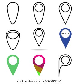 locations, a set of indicators, ranging symbol, location icon. Flat design, vector.