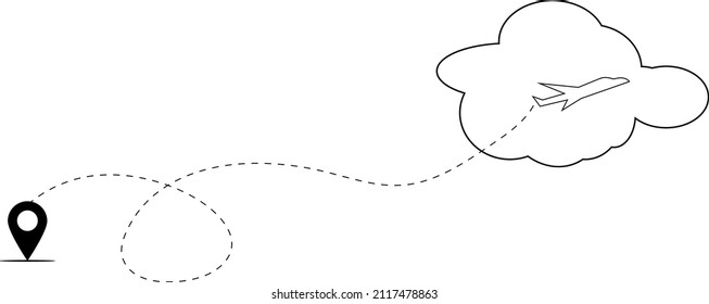 locaton icon with plan and cloud , transport icon 