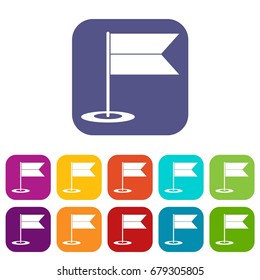 Locator flag icons set vector illustration in flat style In colors red, blue, green and other