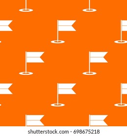 Locator flag pattern repeat seamless in orange color for any design. Vector geometric illustration