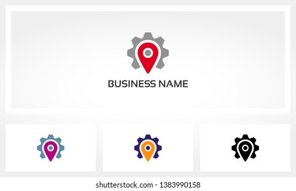 Locator Gear Mechanic Cogwheel Logo