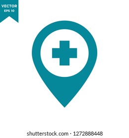locator icon in trendy flat design, map pin icon