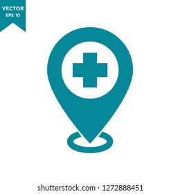 locator icon in trendy flat design, map pin icon
