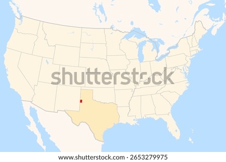 Locator Map of the County Bailey (Texas, US) showing the Contiguous United States with the highlighted County