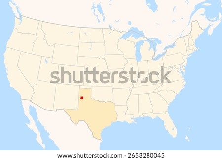Locator Map of the County Castro (Texas, US) showing the Contiguous United States with the highlighted County