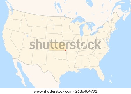 Locator Map of the County Cherokee (Kansas, US) showing the Contiguous United States with the highlighted County