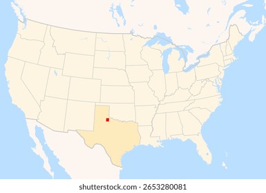 Locator Map of the County Cottle (Texas, US) showing the Contiguous United States with the highlighted County