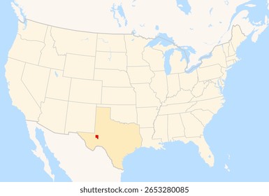 Locator Map of the County Crane (Texas, USA) mit markiertem County