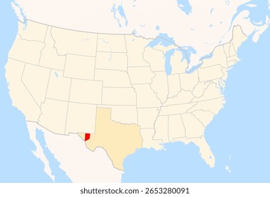 Locator Map of the County Culberson (Texas, US) showing the Contiguous United States with the highlighted County
