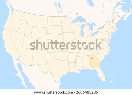 Locator Map of the County DeKalb (Georgia, US) showing the Contiguous United States with the highlighted County