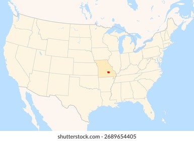 Mapa de ubicación del condado de Dent (Missouri, Estados Unidos) que muestra el estado contiguo de Estados Unidos con el condado destacado