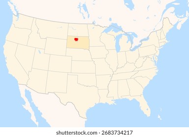 Locator Map of the County Dewey (South Dakota, US) showing the Contiguous United States with the highlighted County