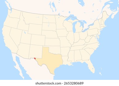 Locator Map of the County El Paso (Texas, US) showing the Contiguous United States with the highlighted County