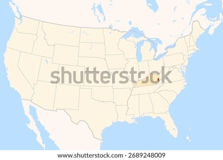 Locator Map of the County Floyd (Kentucky, US) showing the Contiguous United States with the highlighted County