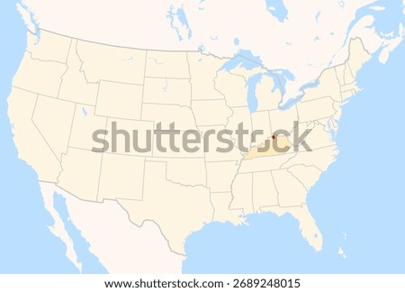 Locator Map of the County Grant (Kentucky, US) showing the Contiguous United States with the highlighted County