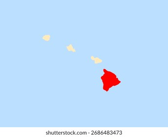 Mapa de localización del condado de Hawái (Hawái, EE.UU.) que muestra los Estados Unidos contiguos con el condado destacado
