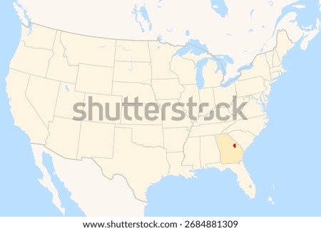 Locator Map of the County Jefferson (Georgia, US) showing the Contiguous United States with the highlighted County