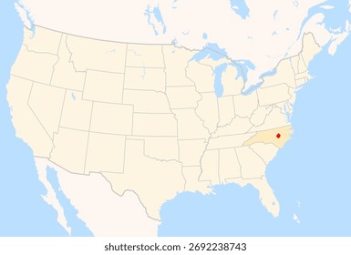 Locator Map of the County Johnston (North Carolina, US) showing the Contiguous United States with the highlighted County