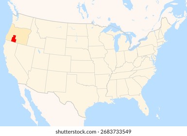 Locator Map of the County Klamath (Oregon, US) showing the Contiguous United States with the highlighted County